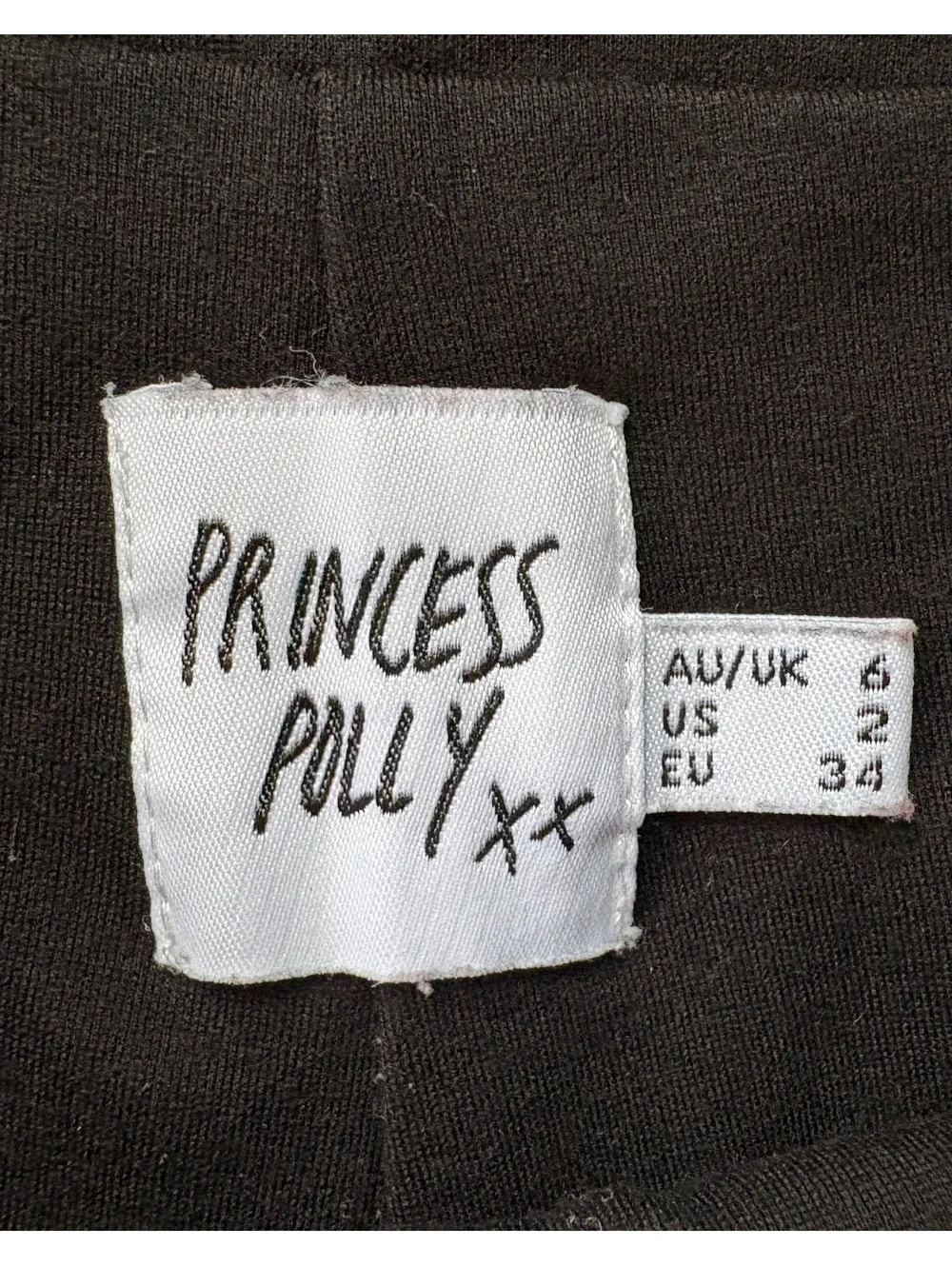 Princess Polly Black Mini Skort Side Slit Stretch Size 2 - Picture 3 of 9
